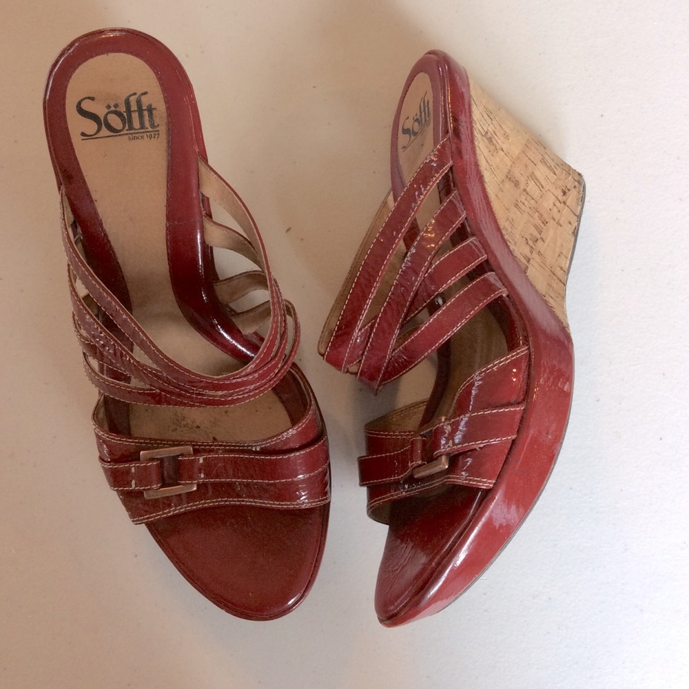 Red Patent Wedge Sandals